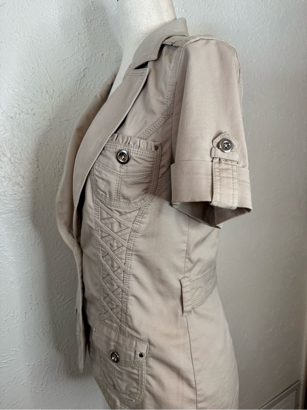 White House Black Market Short-Sleeve Tailored Safari Utility Jacket 2 - Picture 3 of 8